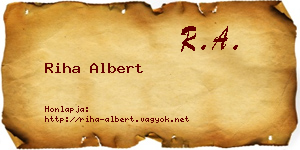 Riha Albert névjegykártya
