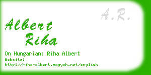 albert riha business card